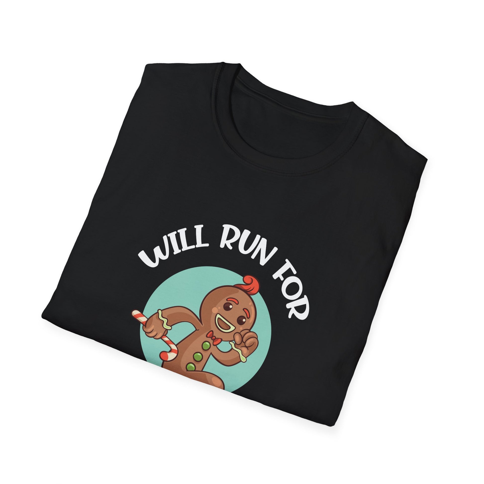 Will Run For Christmas Cookies T-Shirt — Funny Gingerbread Running Holiday Tee