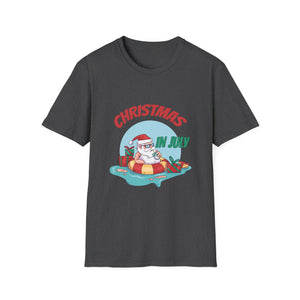 Christmas in July T-Shirt — Santa on Float Beach Summer Holiday Tee