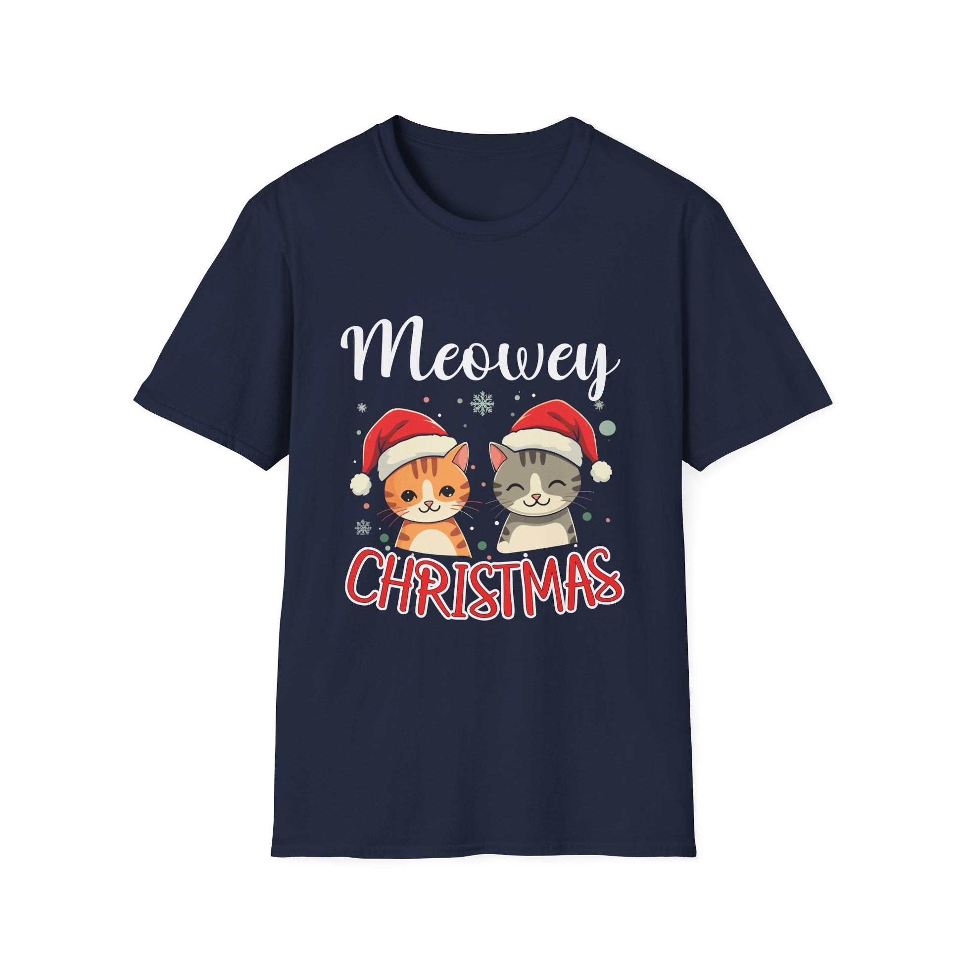 Meowey Christmas T-Shirt — Cute Cat Santa Holiday Tee