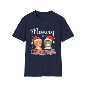 Meowey Christmas T-Shirt — Cute Cat Santa Holiday Tee