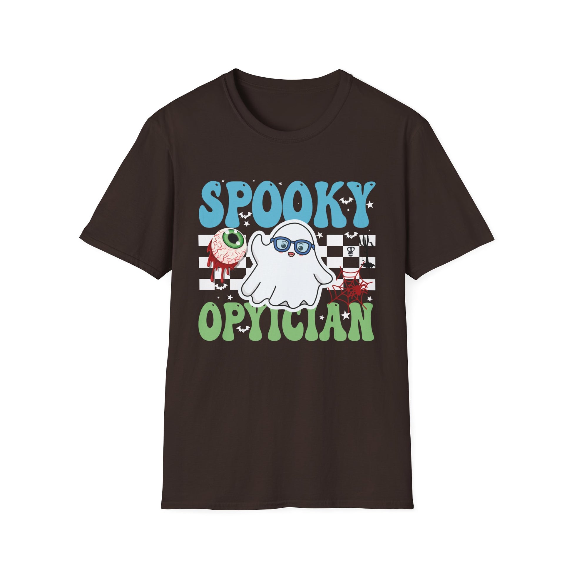 Spooky Optician T-Shirt — Halloween Ghost Eyecare Graphic Tee