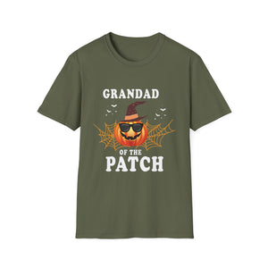 Grandad of the Patch Halloween T‑Shirt — Pumpkin Witch Hat & Spiderwebs Costume Tee