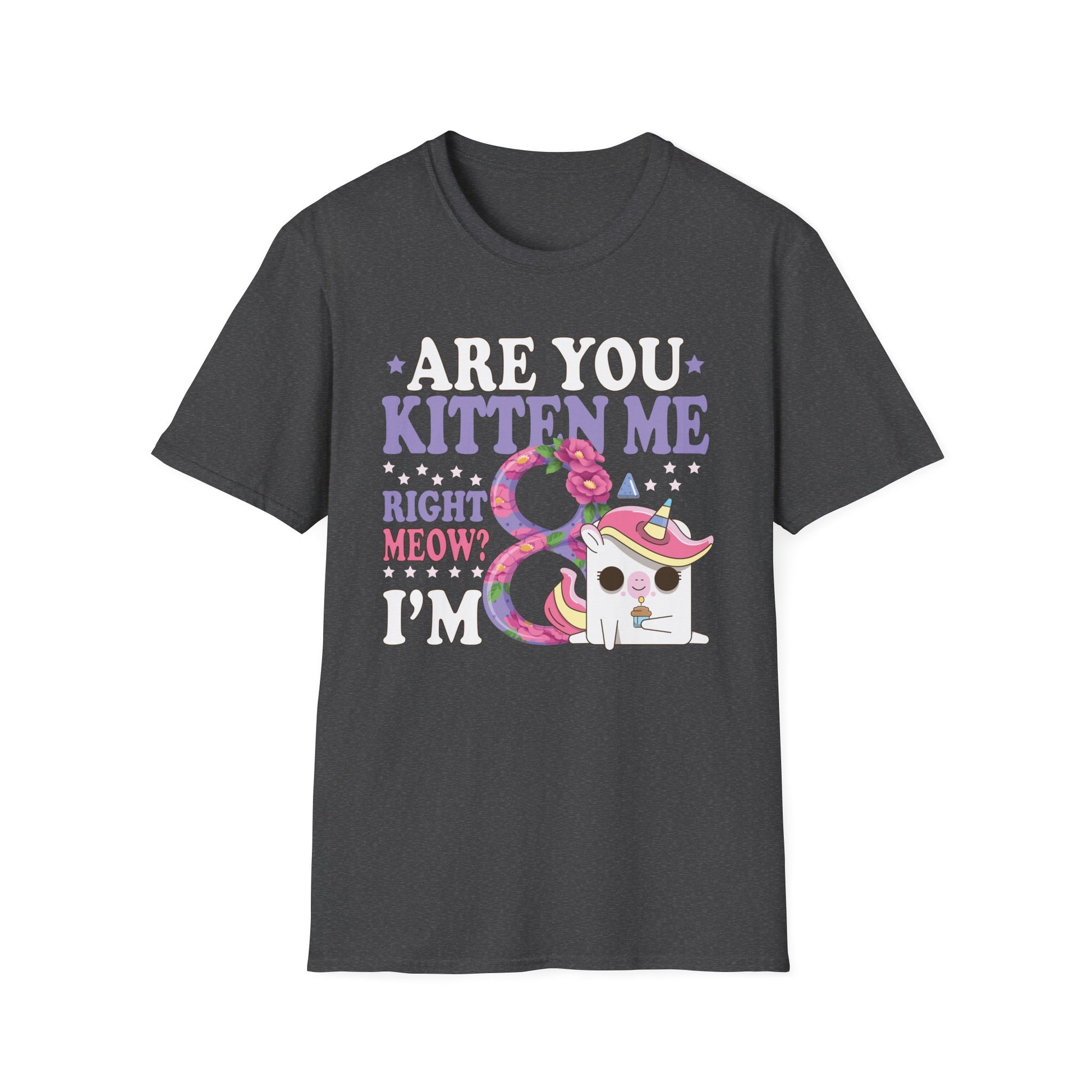 8th Birthday For Girls 8 yr 8 Year Old Kitten Cat Birthday Unisex T-Shirt