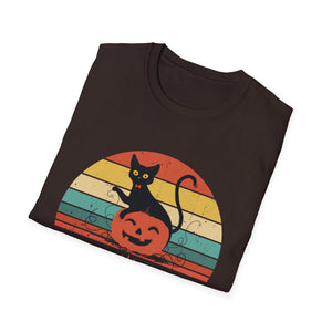Black Cat sitting in a Pumpkin for Cat Lover - Halloween T-Shirt