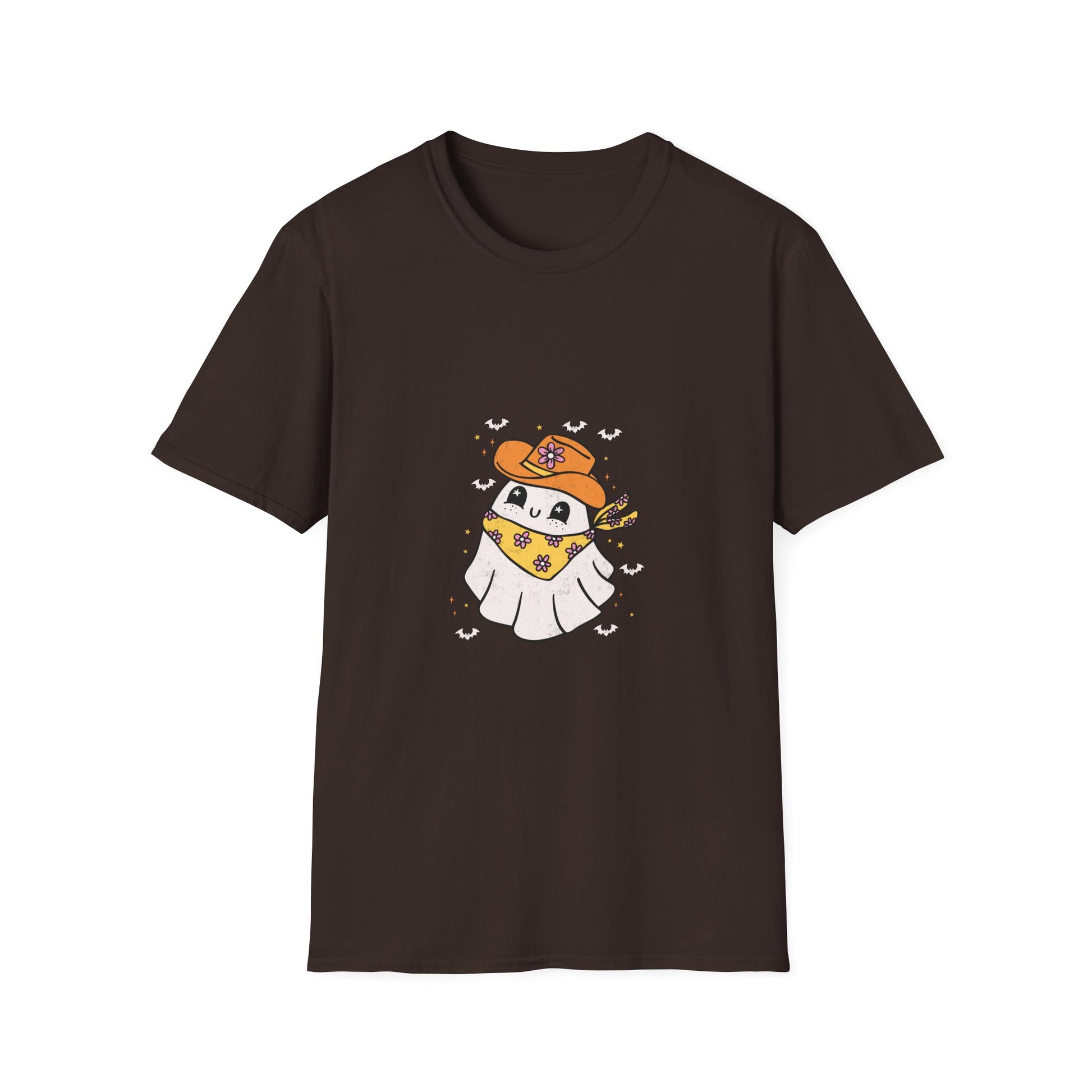 Cute Ghost in Cowboy Hat T-Shirt — Western Halloween Graphic Tee