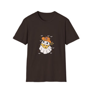 Cute Ghost in Cowboy Hat T-Shirt — Western Halloween Graphic Tee