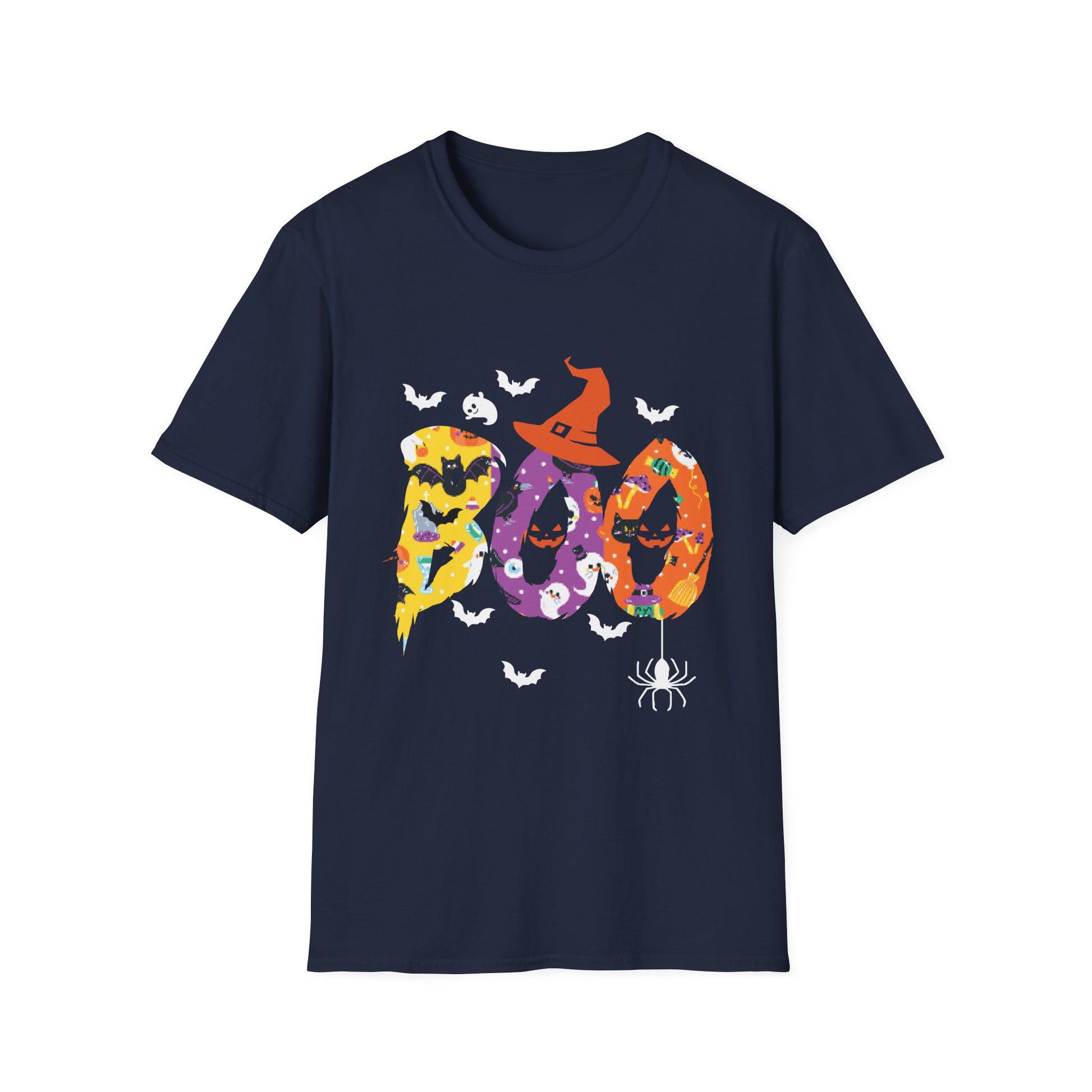 Happy Halloween Boo Spiders Witch Hat Halloween TeeUnisex Softstyle T-Shirt