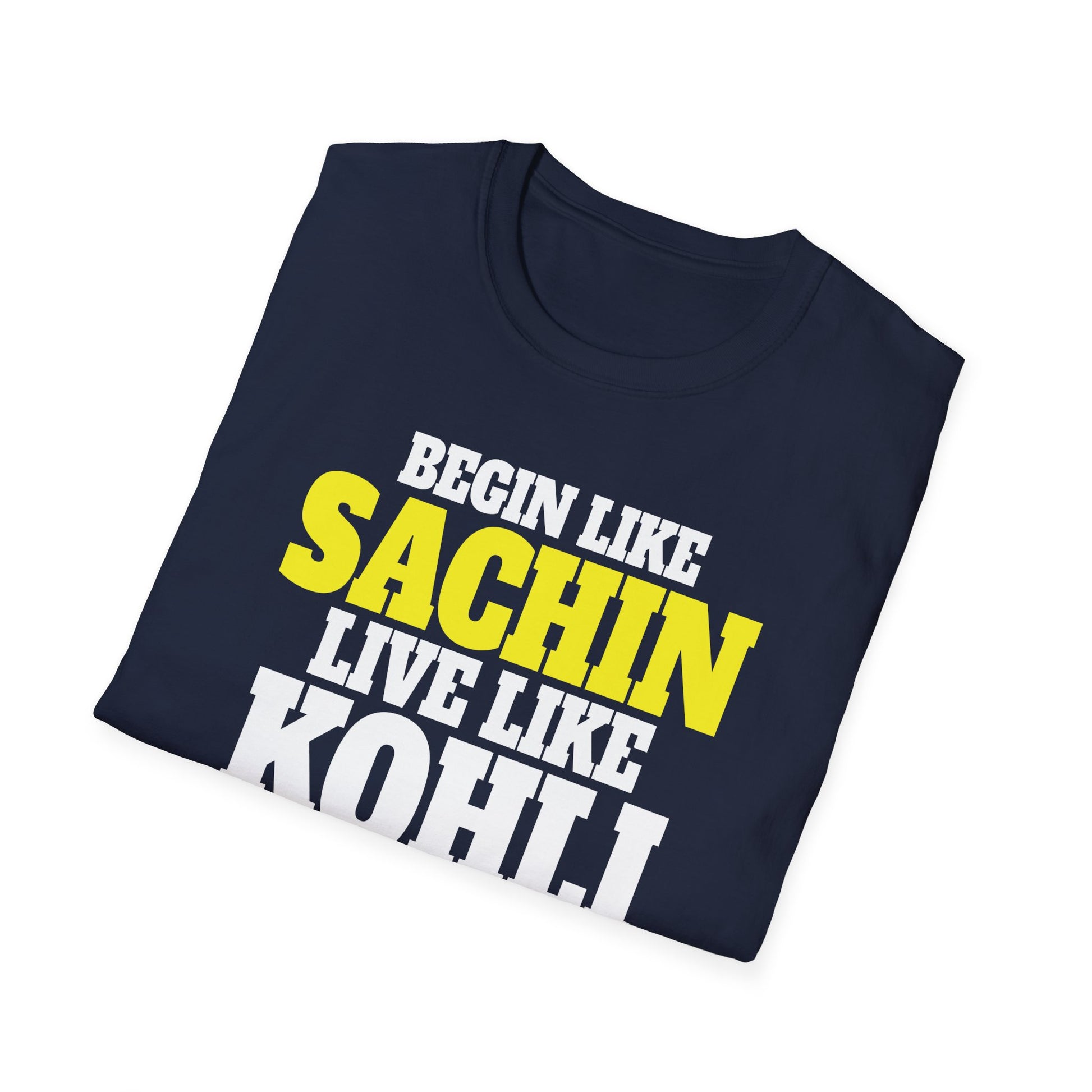 Cricket Legends T-Shirt — "Begin Like Sachin, Live Like Kohli, Finish Like Dhoni"