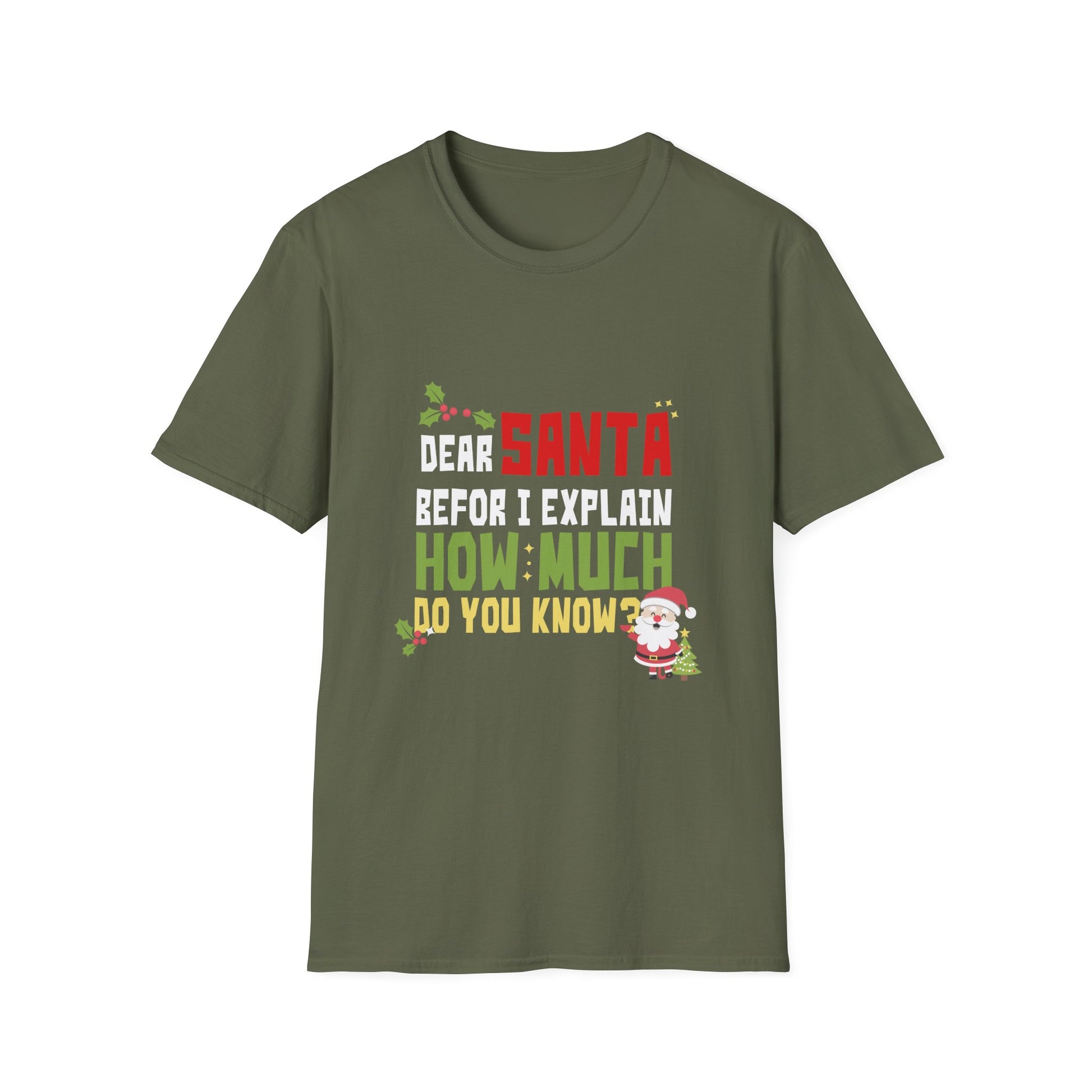 Funny Christmas Kids Adults Dear Santa I Can Explain Unisex Softstyle T-Shirt