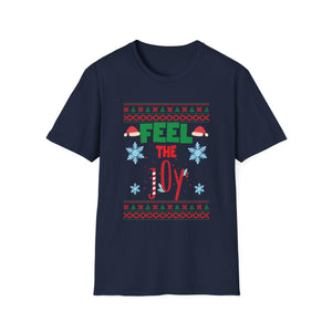 Feel the Joy Christmas T-Shirt — Holiday Ugly Sweater Style Tee