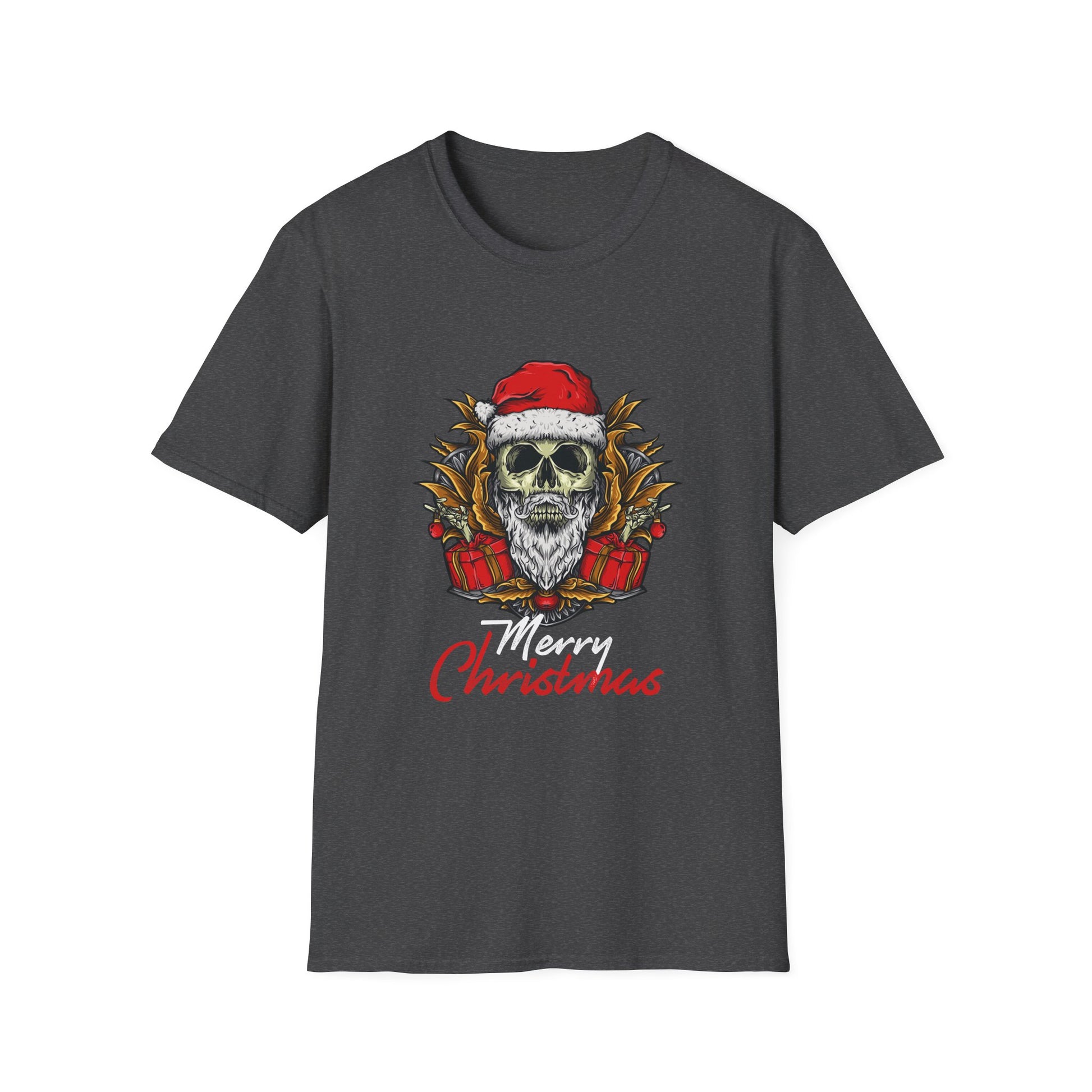 Skull Santa T-Shirt — 'Merry Christmas' Gothic Holiday Tee