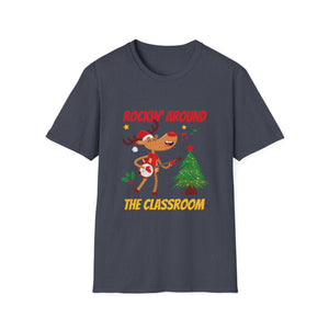 Retro Groovy Teacher Christmas Rockin_ Around The Classroom T-Shirt