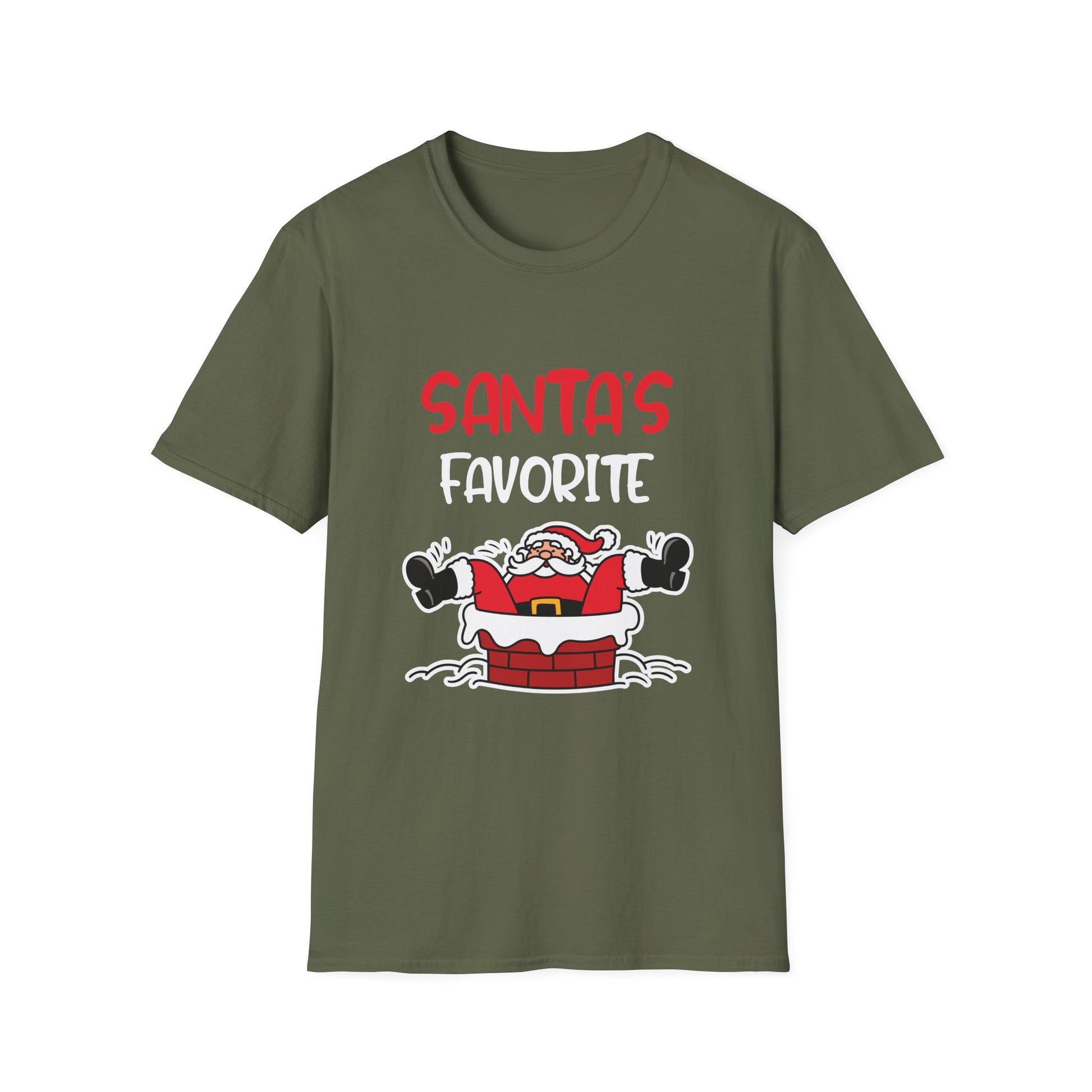 Santa's Favorite T-Shirt — Funny Christmas Tee with Santa in Chimney