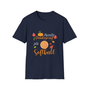 Thanksgiving Softball T-Shirt — Family Turkey & Pumpkin Fall Baseball Tee  Unisex T-Shirt
