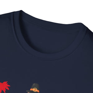 Papa Turkey T-Shirt — Thanksgiving Dad Tee with Cute Pilgrim Turkey Design