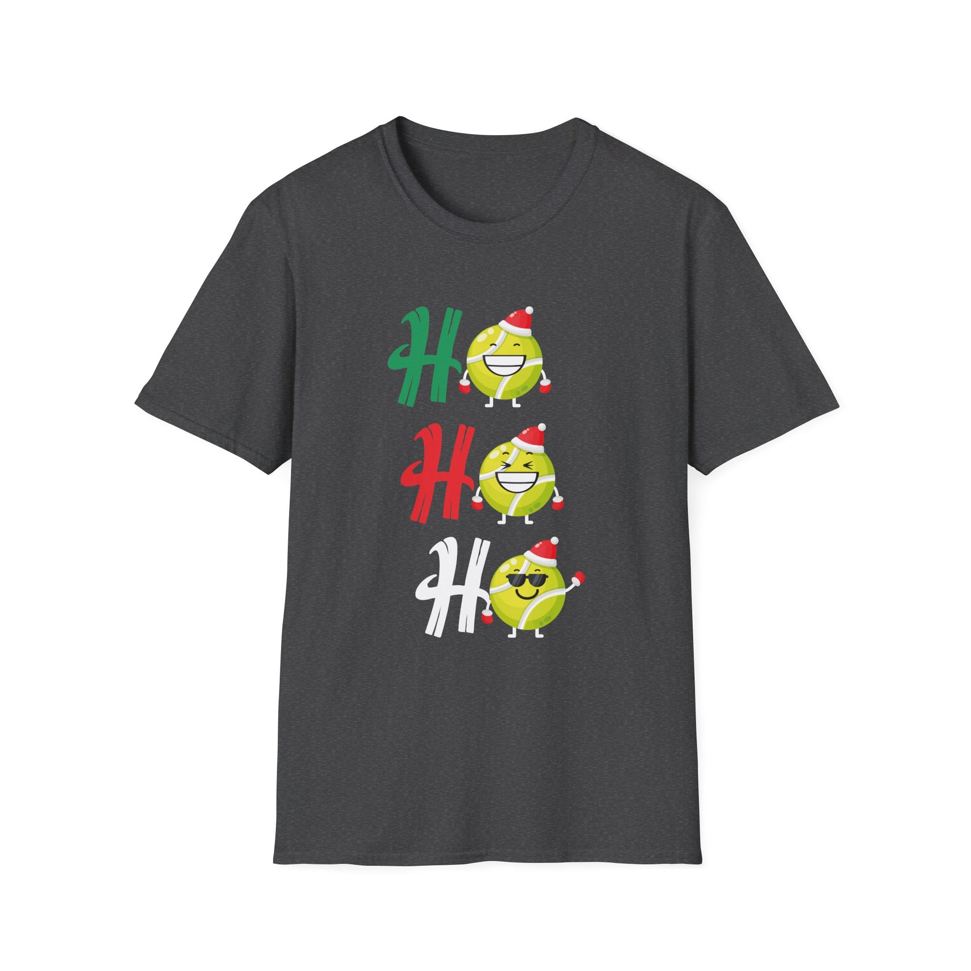 Christmas Tennis 'Ho Ho Ho' T-Shirt — Festive Tennis Ball Holiday Tee