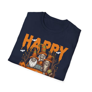 Gnomes Halloween Greeting Holiday Pumpkin Creepy Halloween Tee Unisex Softstyle T-Shirt