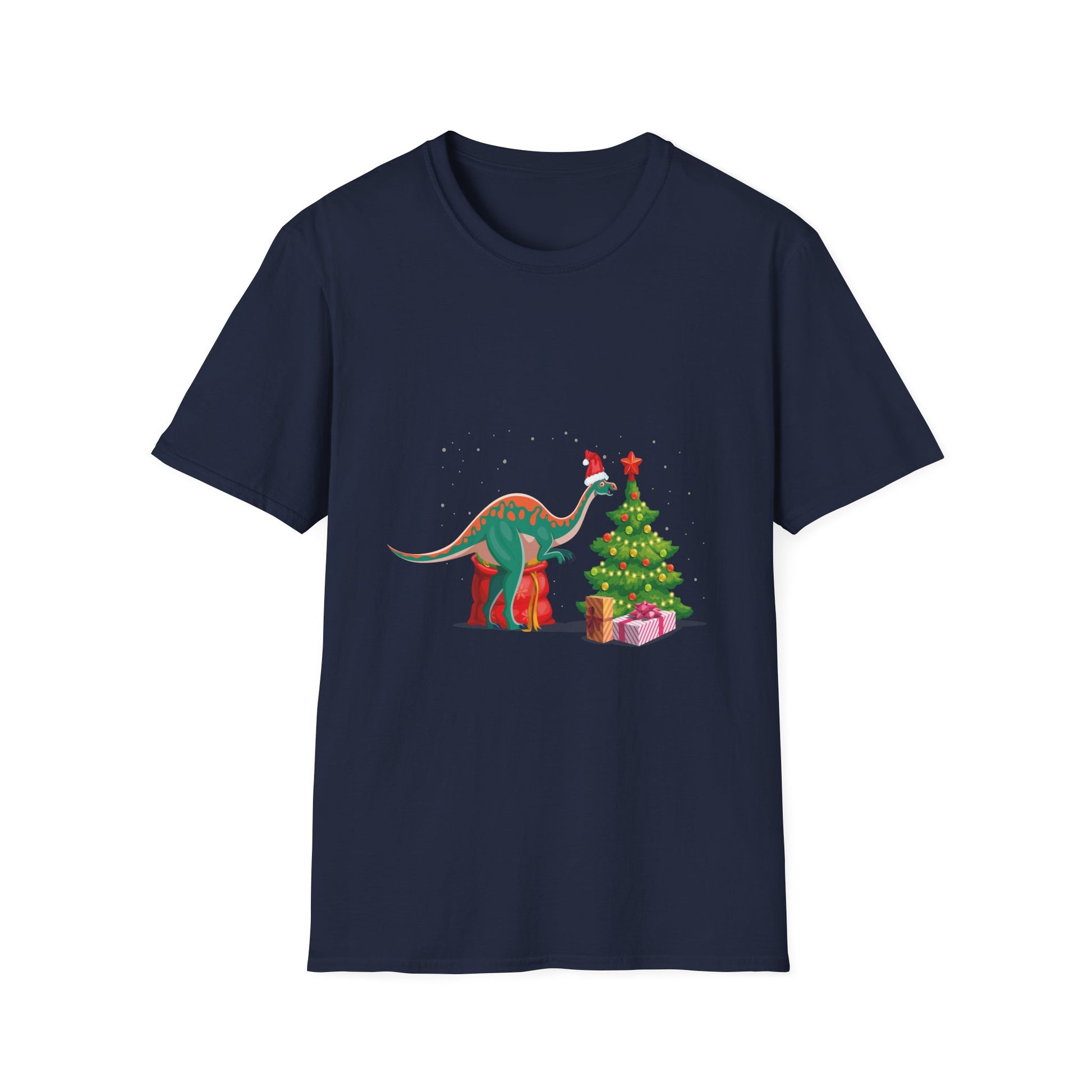 Christmas Brachiosaurus Dinosaur eating a Christmas Tree Unisex T-Shirt