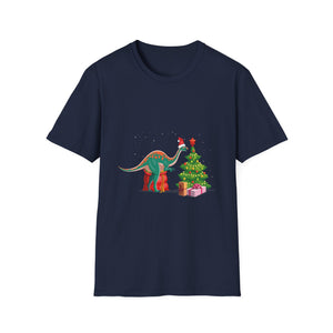 Christmas Brachiosaurus Dinosaur eating a Christmas Tree Unisex T-Shirt