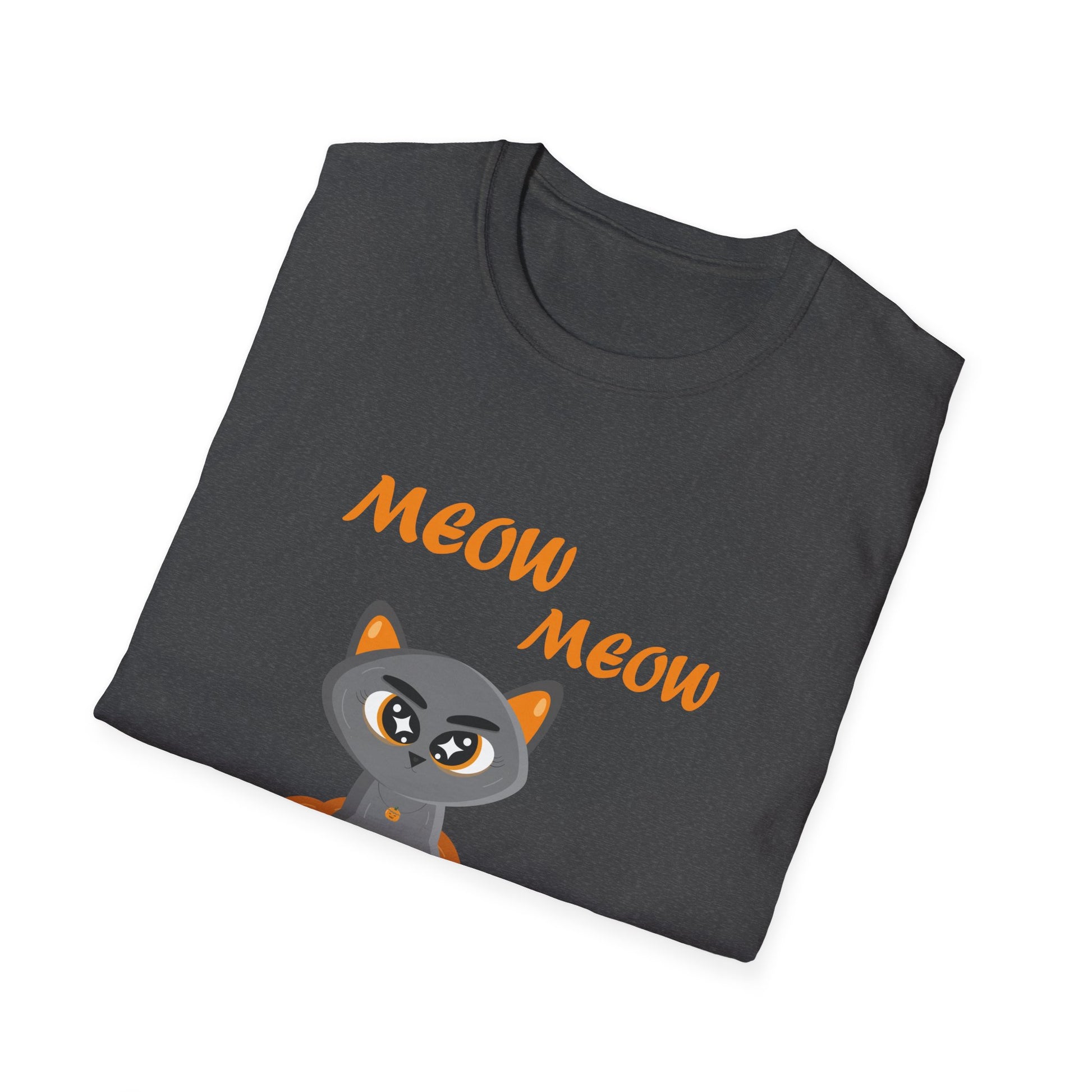 Cat in Pumpkin Halloween T-Shirt — "Meow Meow" Cute Spooky Graphic Tee  Unisex T-Shirt