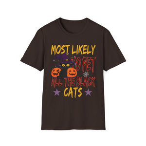 Halloween 'Most Likely to Pet All the Black Cats' T-Shirt