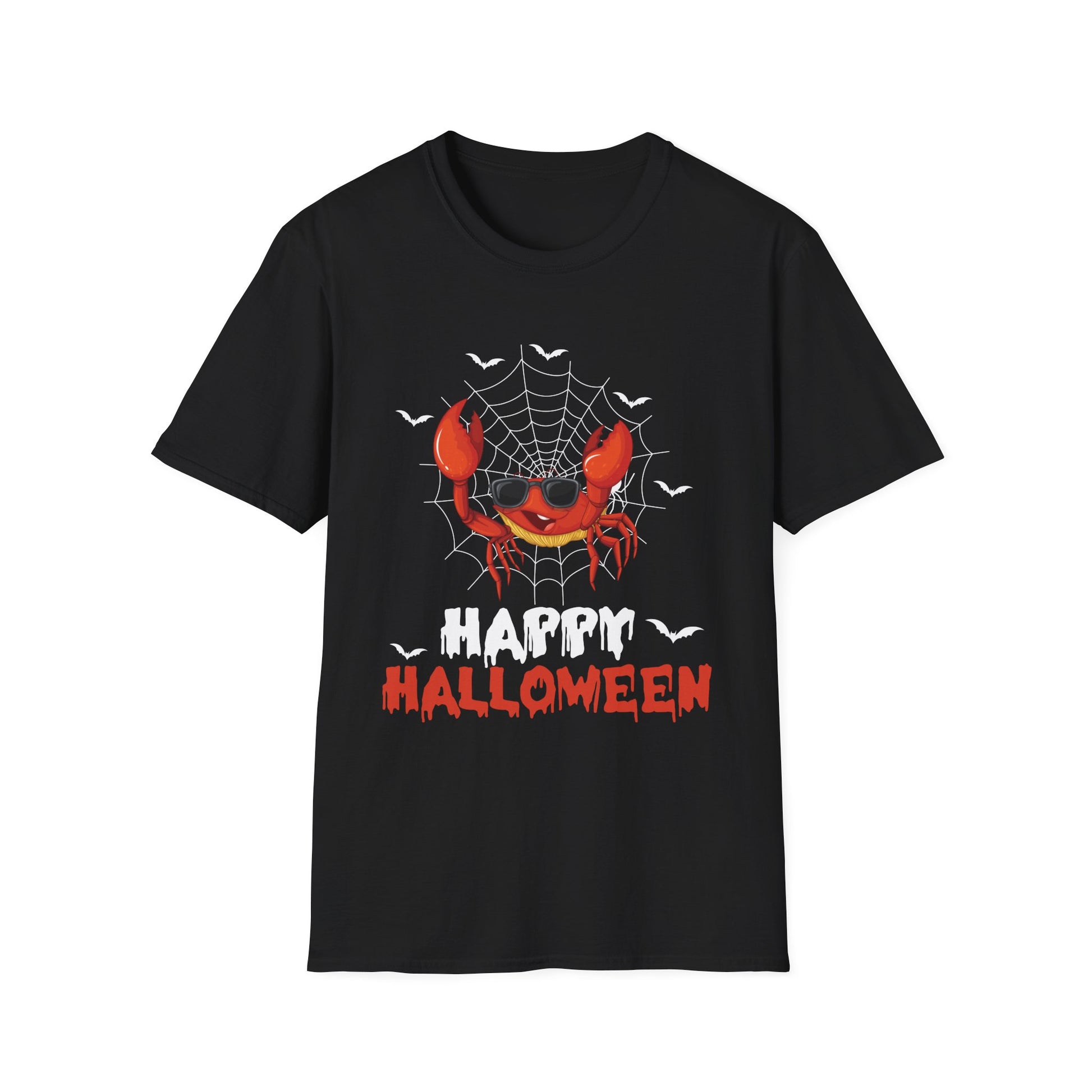 Halloween Crab T-Shirt — Spooky Jack-O’-Crab with Spiderweb & 'Happy Halloween'