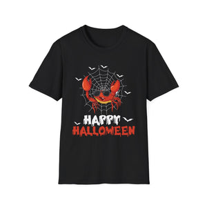 Halloween Crab T-Shirt — Spooky Jack-O’-Crab with Spiderweb & 'Happy Halloween'