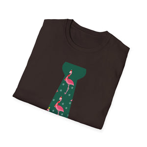 Flamingo Tie Graphic T-Shirt — Tropical Novelty Tee for Casual & Vacation Wear