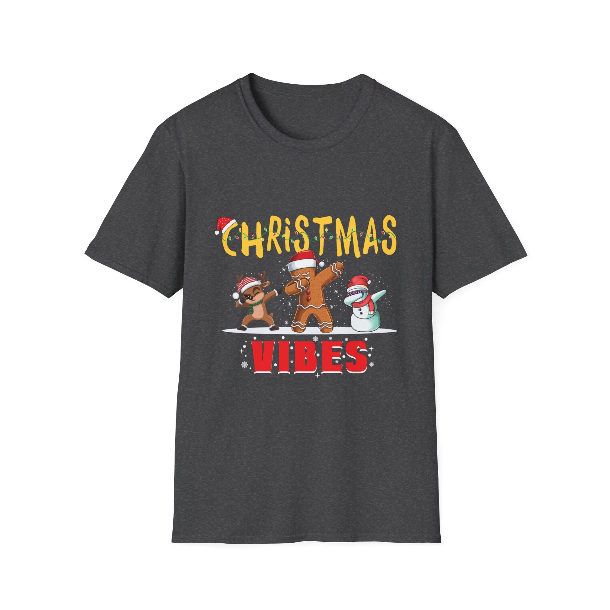 Christmas Vibes T-Shirt — Dabbing Gingerbread & Snowman Holiday Tee