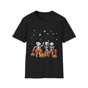 Halloween Skeletons & Jack-O’-Lanterns T-Shirt — Cute Dancing Skeleton Halloween Tee