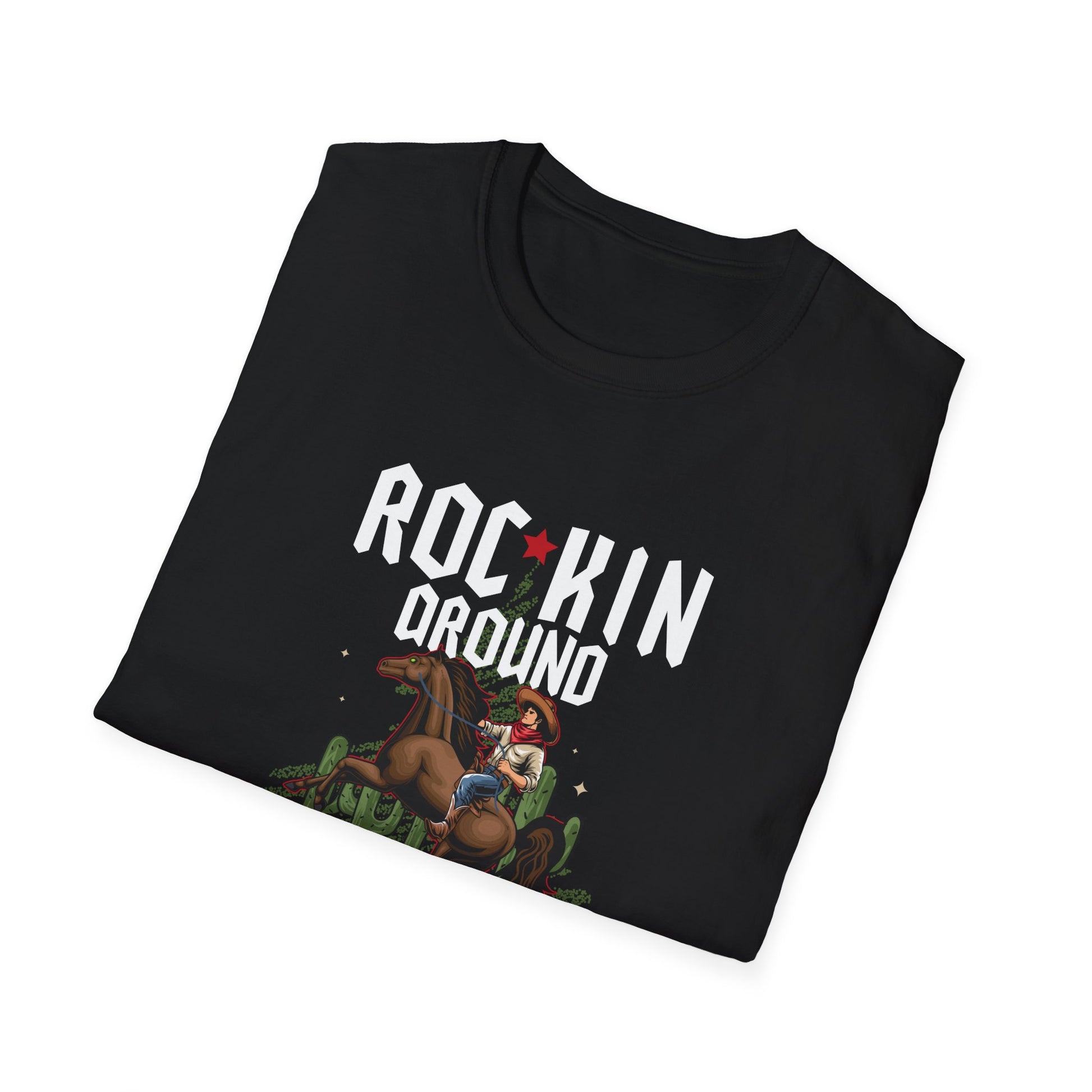 Rocking Around The Christmas Tree Cowboy Christmas Western Unisex T-Shirt