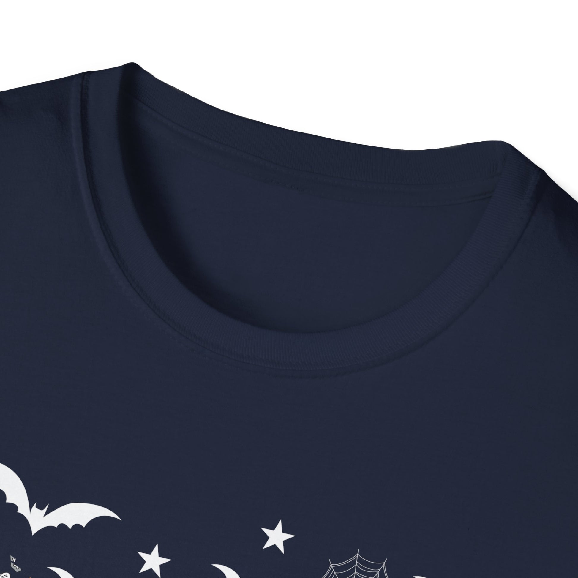 Halloween Boo Ghost Pumpkin T-Shirt — Spooky Bat & Candy Pattern Tee