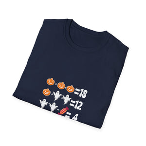 Halloween Math Puzzle T-Shirt — Pumpkin, Ghost & Candy Riddle Tee