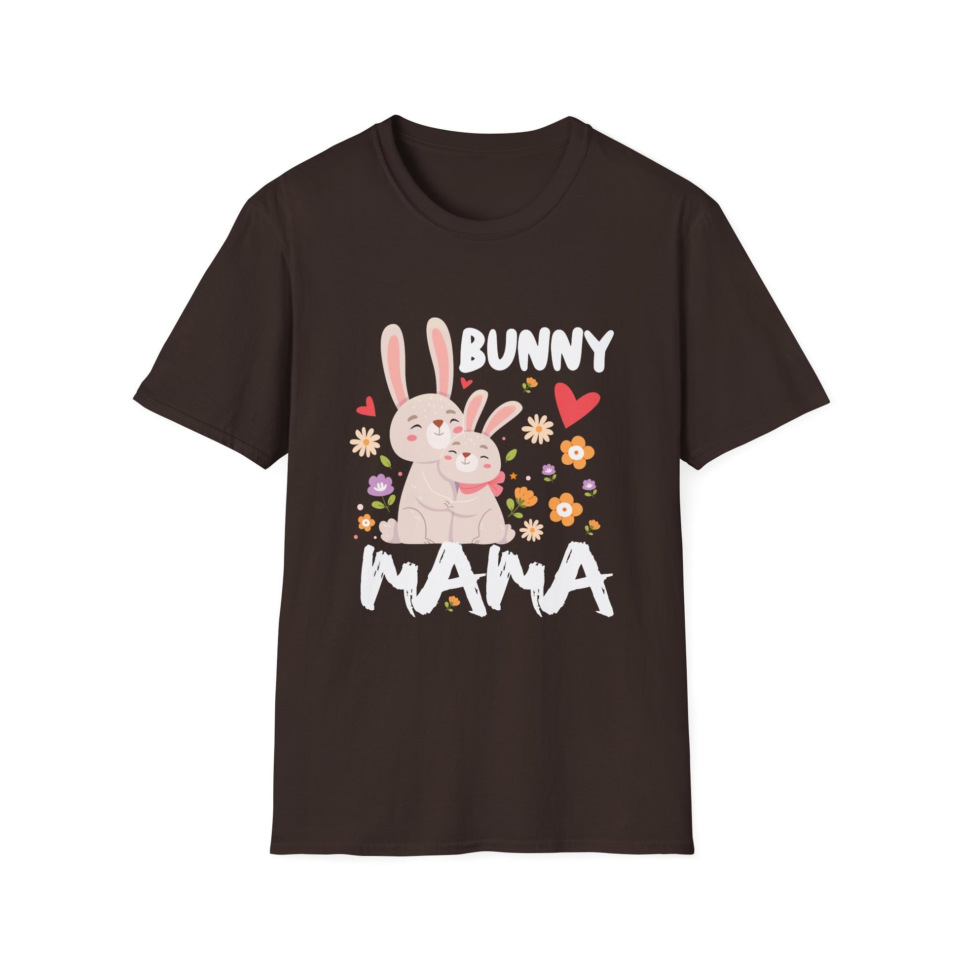 Bunny Mama T-Shirt — Cute Mother's Day Rabbit Tee with Floral Hearts