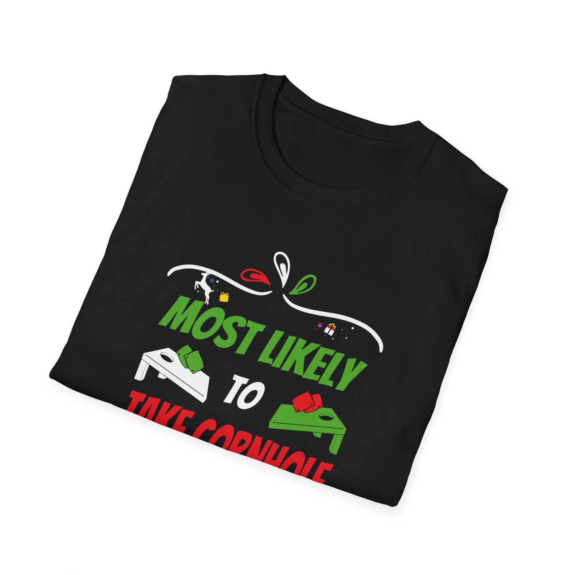 Most Likely To Take Cornhole Too Seriously Family Christmas T-Shirt