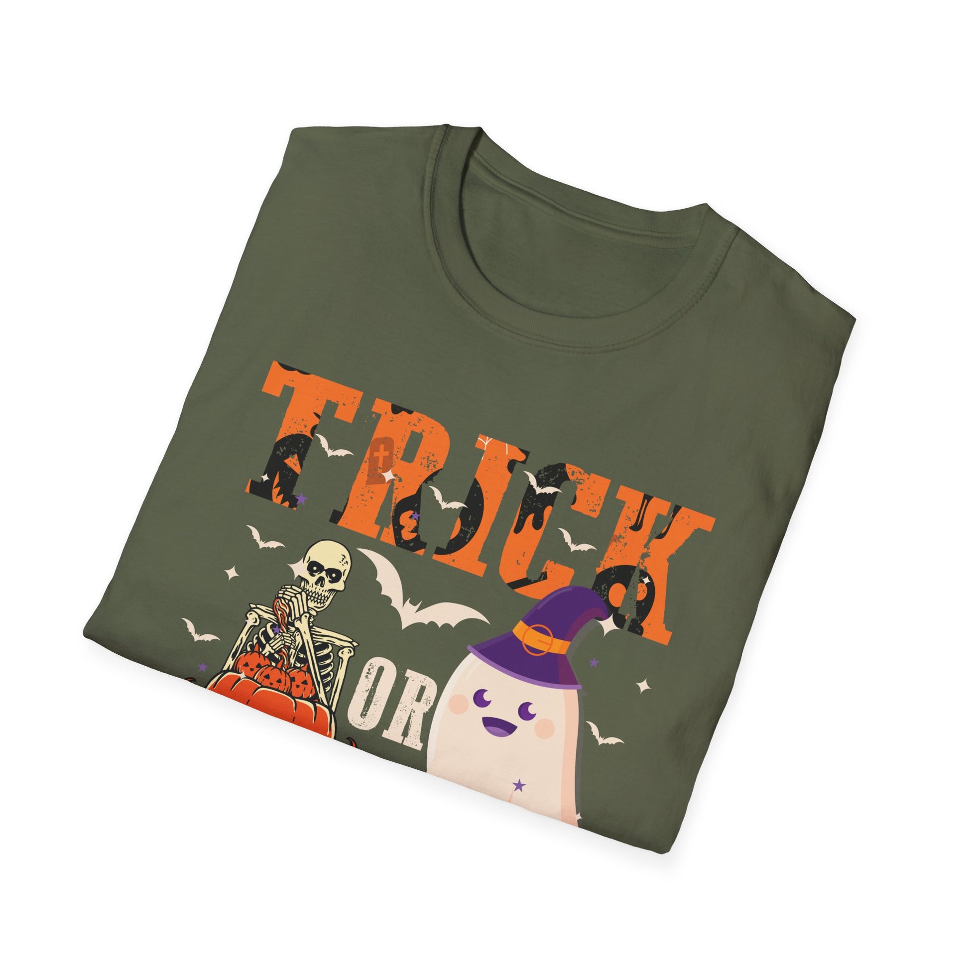Trick or Teach Halloween T-Shirt — Cute Ghost & Pumpkin Teacher Tee