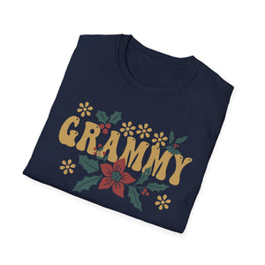 Grammy Floral T-Shirt — Vintage Poinsettia Gift for Grandmother (Christmas & Mother's Day)