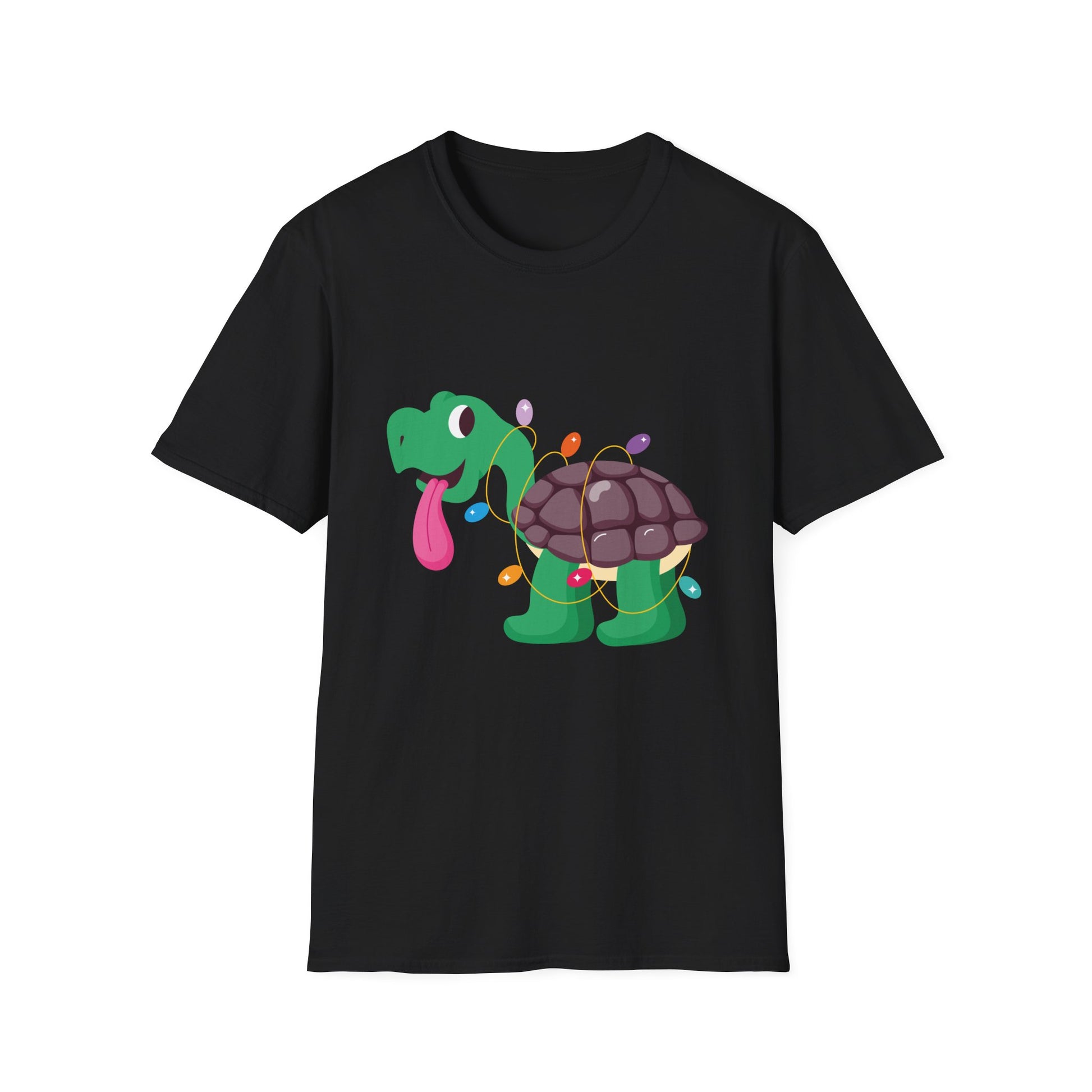 Holiday Lights Turtle T-Shirt — Cute Cartoon Turtle with Christmas String Lights