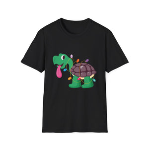Holiday Lights Turtle T-Shirt — Cute Cartoon Turtle with Christmas String Lights