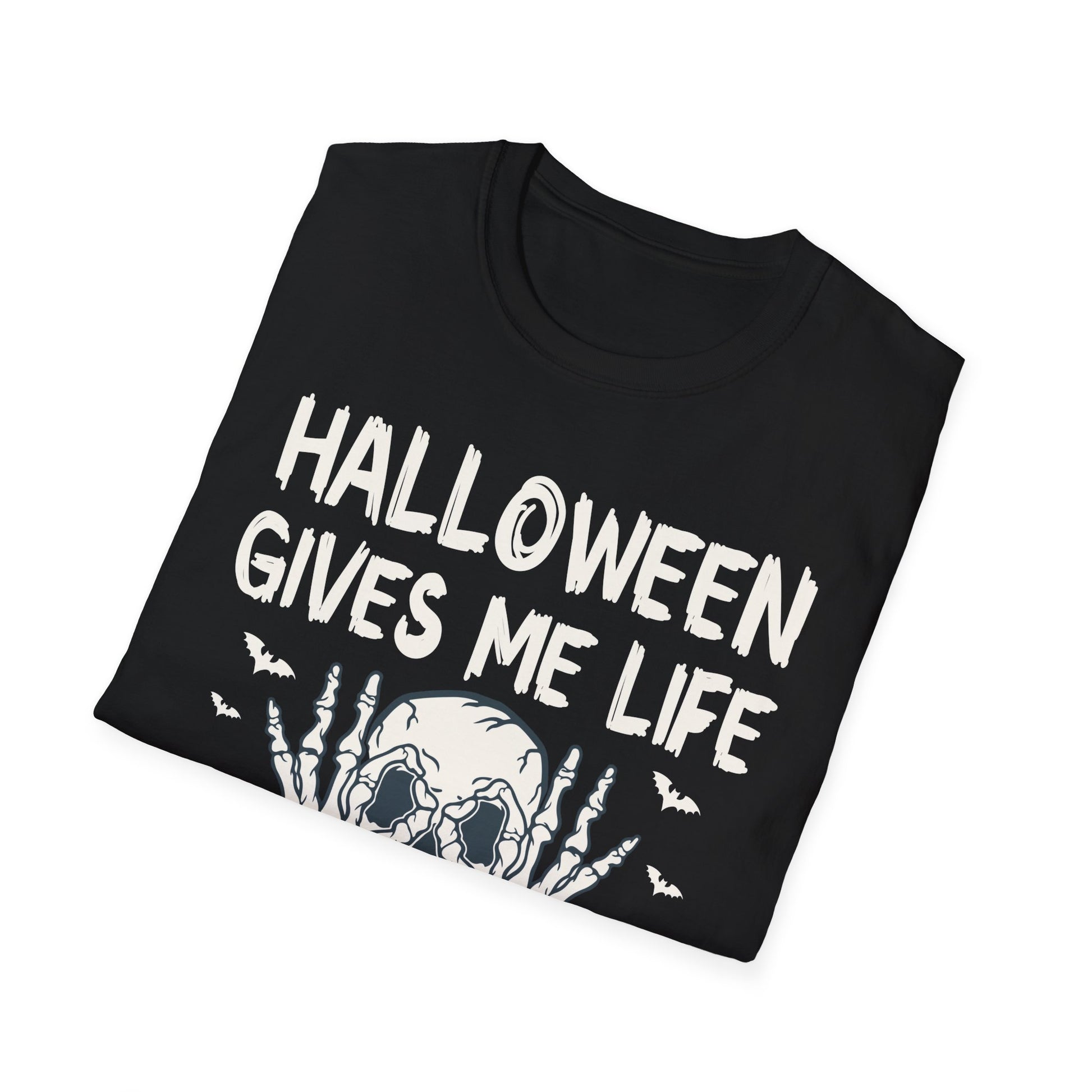 Halloween Gives Me Life T-Shirt — Skull & Bats Halloween Tee