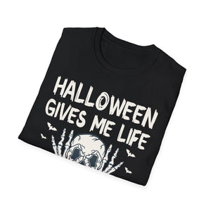 Halloween Gives Me Life T-Shirt — Skull & Bats Halloween Tee