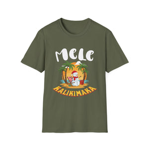 Mele Kalikimaka T-Shirt — Hawaiian Christmas Palm Tree Santa Tee