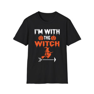 I'm With The Witch T-Shirt — Halloween Witch Arrow Graphic Tee