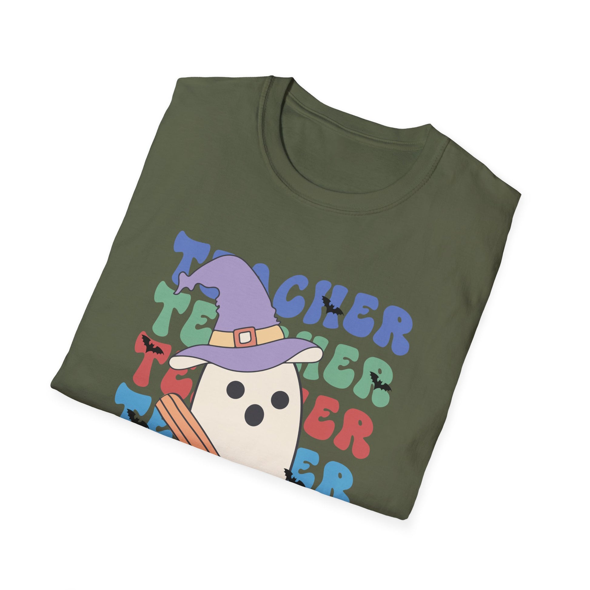 Teacher Ghost T-Shirt — Cute Witch Hat Teacher Design