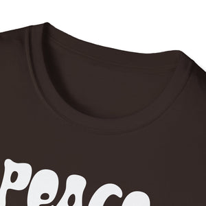 Peace Love Halloween T-Shirt — Retro Pumpkin Moon Graphic Tee