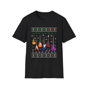 Guitar Ugly Christmas Sweater T-Shirt — Festive Electric & Acoustic Guitar Graphic Tee
