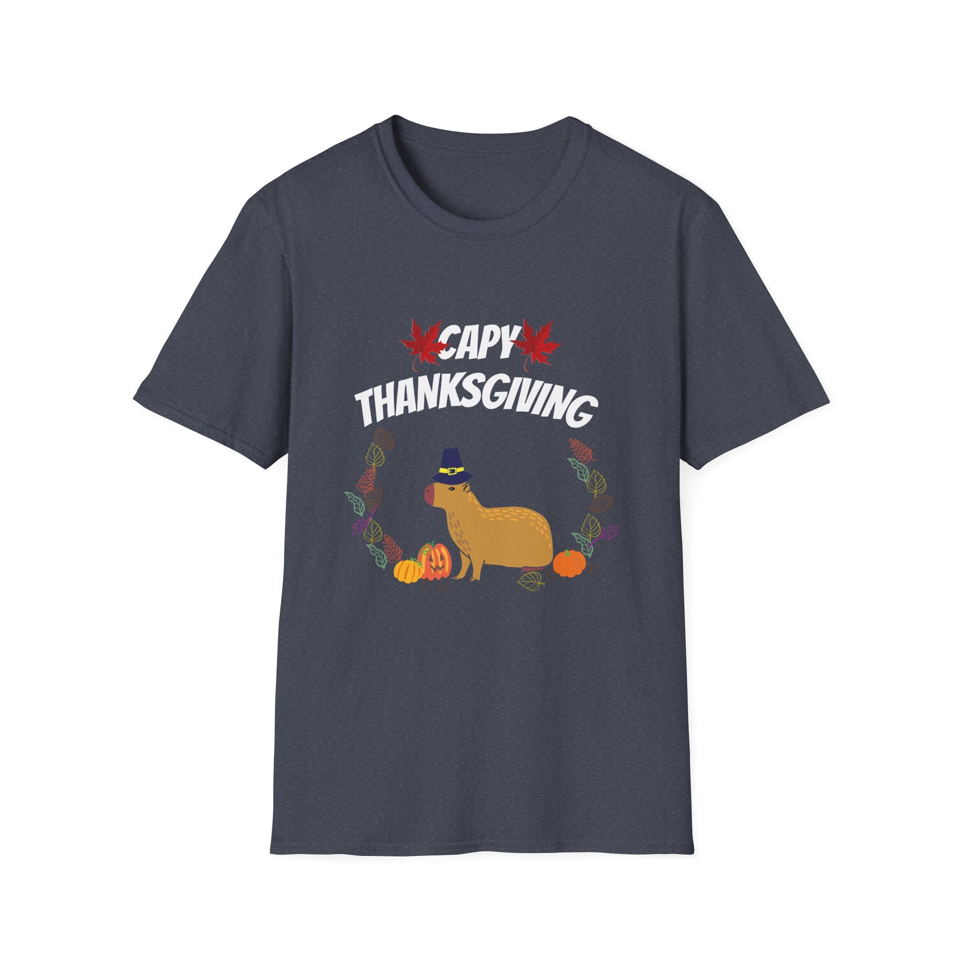 Halloween Capybara T-Shirt — Cute Fall Pumpkin & Witch Hat Design  Unisex T-Shirt