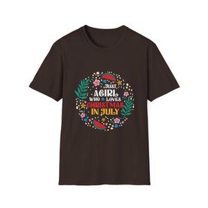 Christmas In July Shirt Girls Funny Summer Beach Vacation Unisex T-Shirt