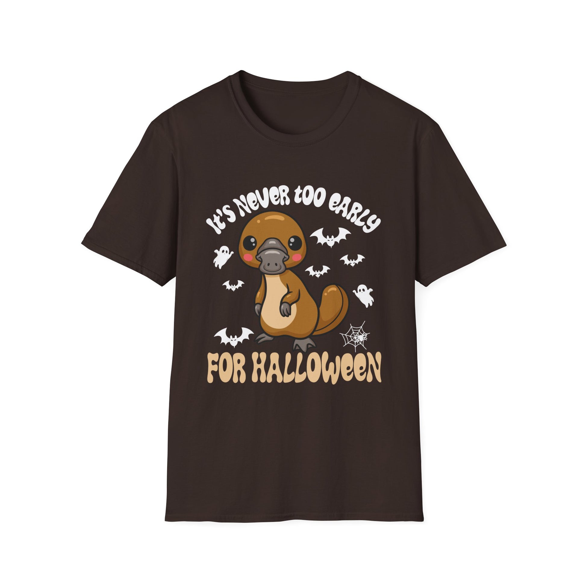Halloween Platypus T-Shirt - "It’s Never Too Early for Halloween" Cute Spooky Tee