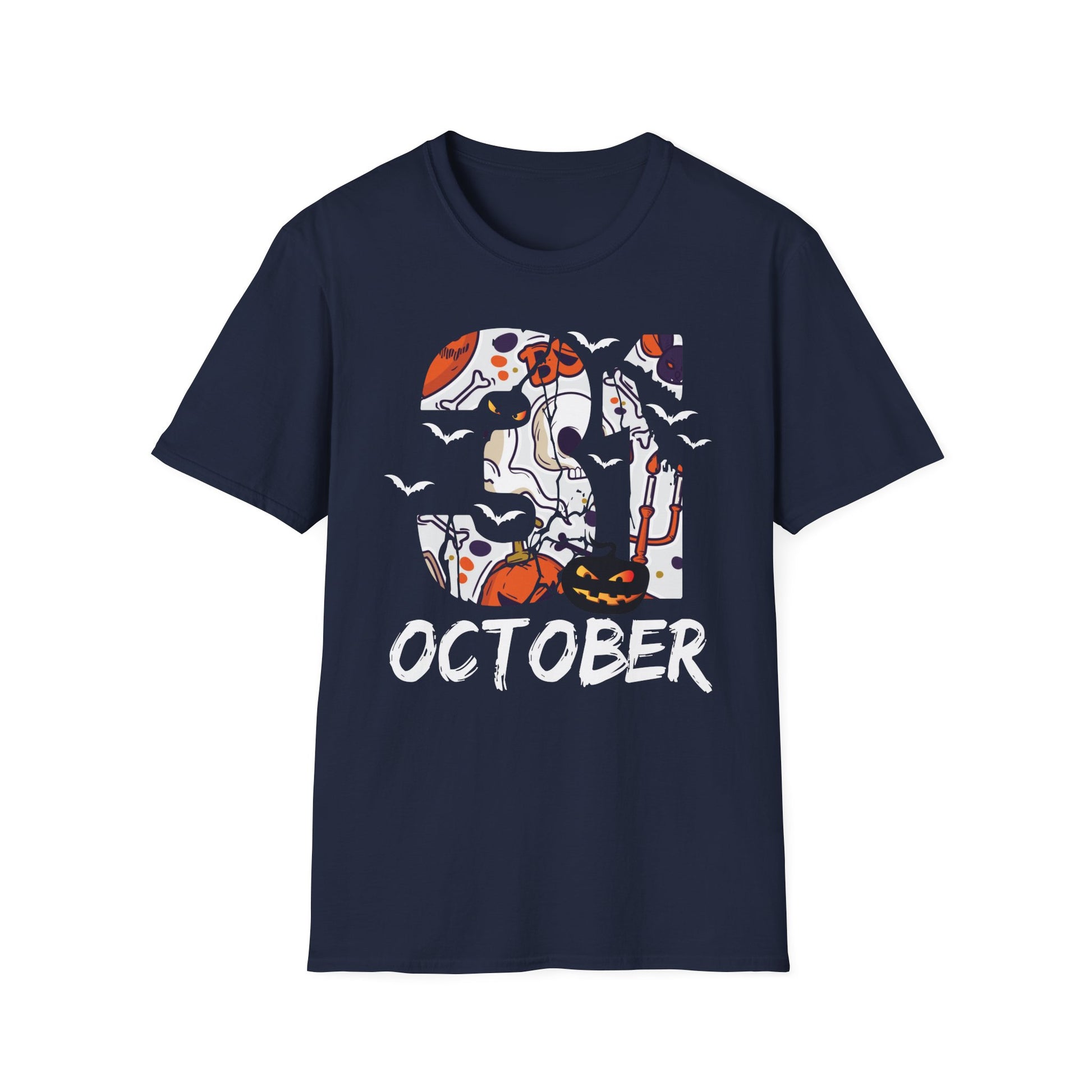 October Skull T-Shirt — Halloween October Graphic Tee